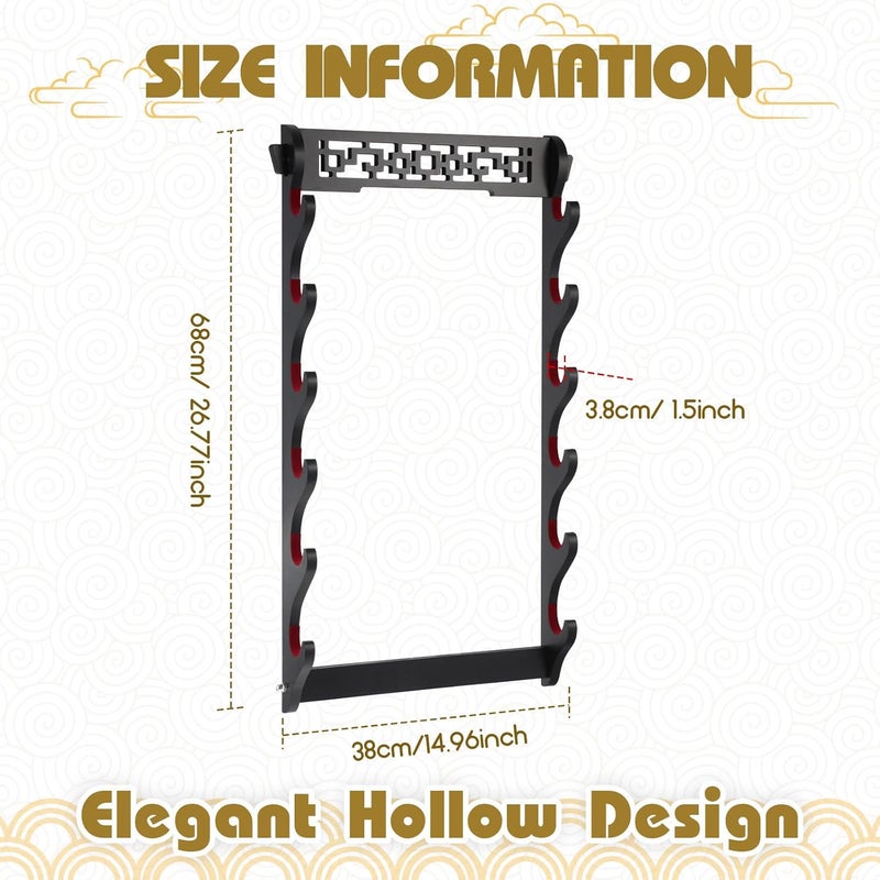 Barydat Katana Sword Holder Stand Wall Mount Katana Samurai Sword Display Rack Hanger Gifts for Japanese Wakizashi Hobby Collection for Men(6 Tier) - Image 2